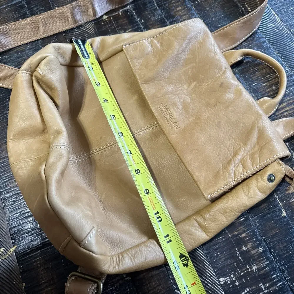 American Leather Co. Liberty Backpack Bag Purse Tan pebbled Adjustable Straps